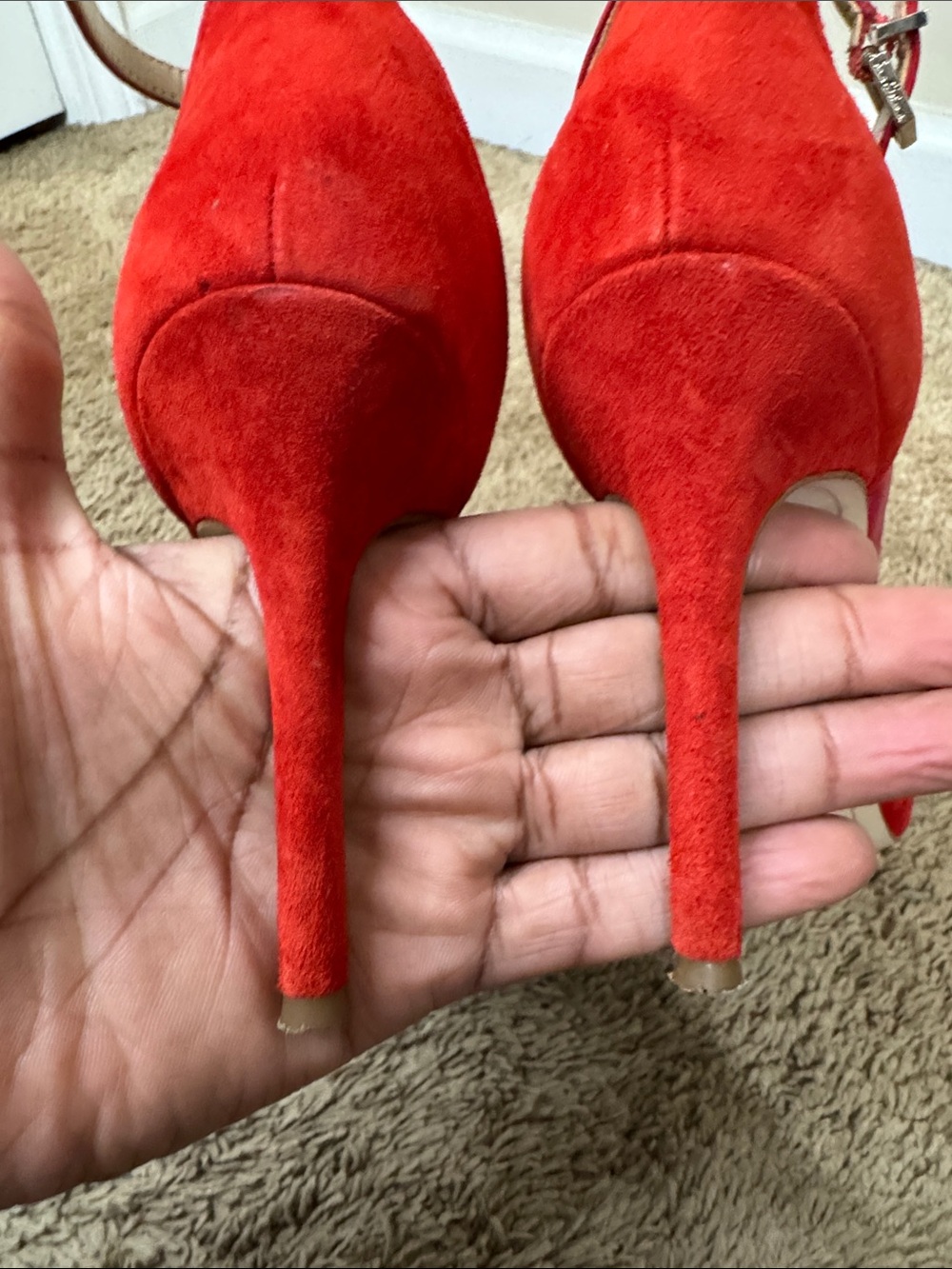 Sam Edelman Harlow Red Suede Pointed-Toe Ankle-Strap Heels size 8 Party Events - Picture 5 of 9